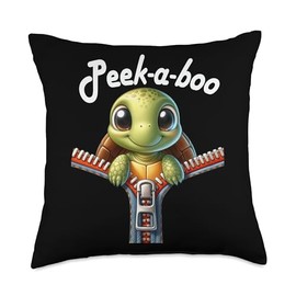 Funny - Peek-a-boo - Turtle Throw Pillow