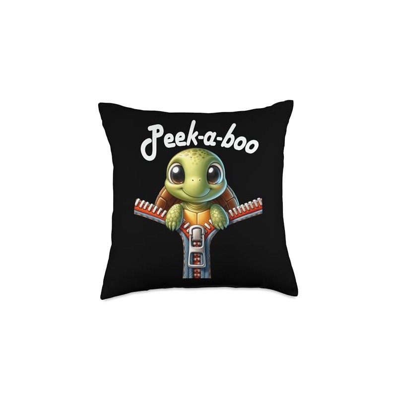Funny - Peek-a-boo - Turtle Throw Pillow