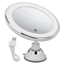 Espejo de Aumento con Iluminación LED, Aumento de 10x, Espejo de Maquillaje con Ventosa, 3 Colores de Luz y Funcionamiento con Pilas para un Maquillaje Preciso y Entusiastas de