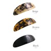 VINGTAINE H7573-BE- Tortoise Shell Style Barrette, Wide Oval Hair Clip,