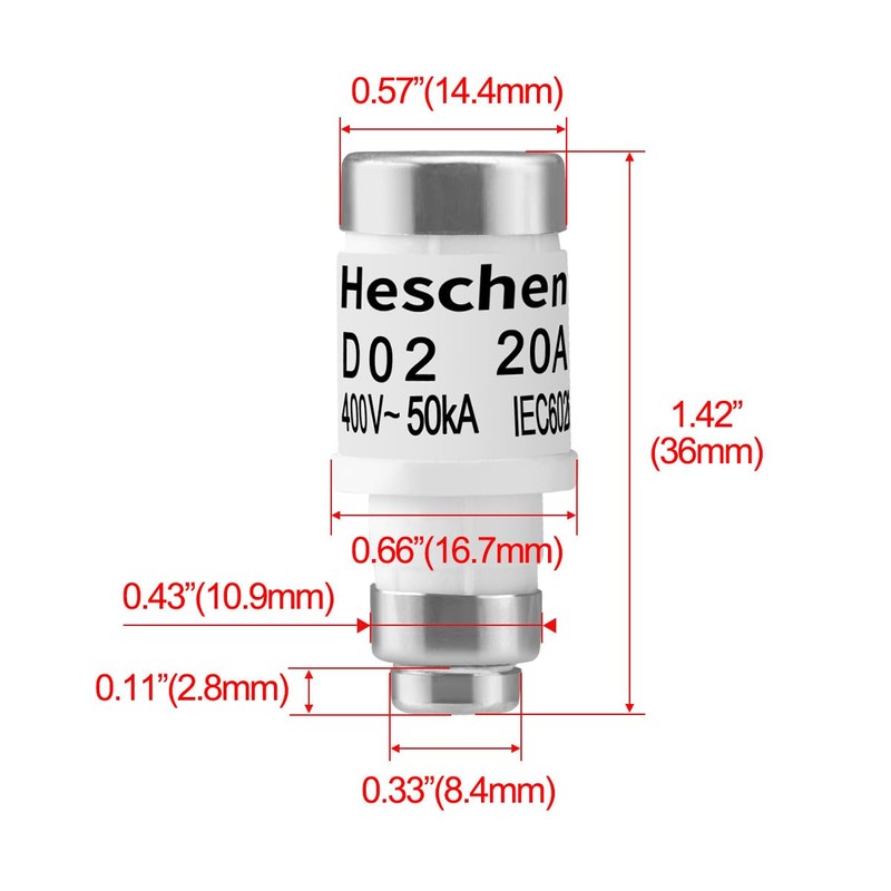 Heschen Ceramic Neozed Fuse Inserts, D0 Type Fuse Insert, D02,