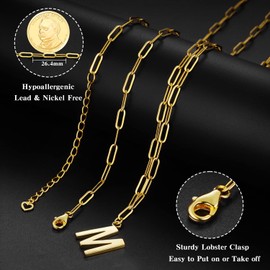 Momlovu Gold Initial Necklace for Women Girls -18K Gold Plated Chain Necklaces for Women - Meaningful Initial Necklace for Women Paperclip Gold Necklace for Women - Gold Jewelry Gifts for Women Girls Letter A