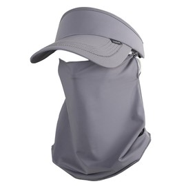 CZYGL Summer Sun Visor Hat Adjustable Outdoor Sports Fishing Golf UV Sun Protection Face Cover Neck Flap (US, Alpha, One Size, Dark Gray)
