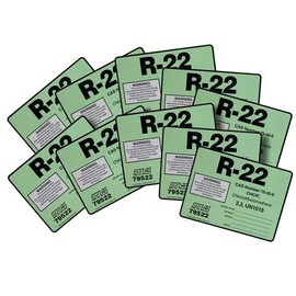 Pack of (10), R-22 / R22 / HCFC-22 Refrigerant Labels # 79522 Color Coded Refrigerant ID Labels