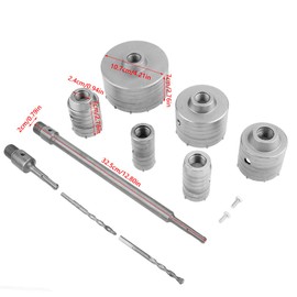 10pcs SDS Plus Concrete Hole Saw Kit, Extension Shank Mansonry Cement Wall Drill Bit TCT Core Drill Set Tungsten Hole Cutter for Drilling Brick Concrete Cement Stone
