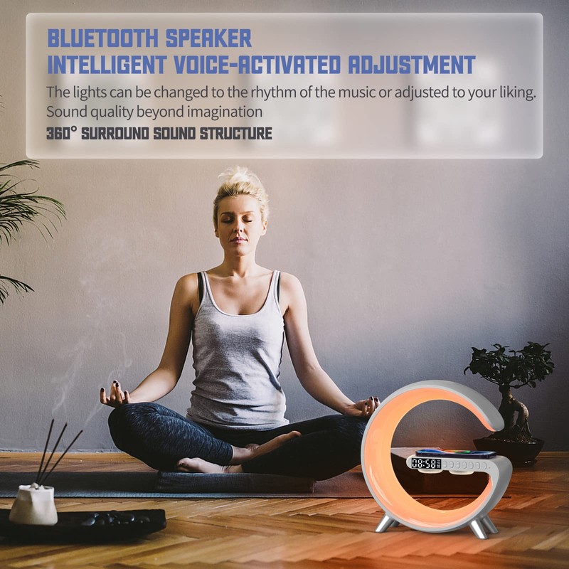 BKDRL Bluetooth Speaker Lamp with Wireless Charger, RGB Night Light,