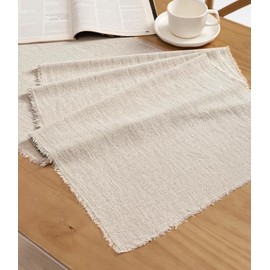 Vitalizart - Camino de mesa beige de 14 x 72 pulgadas de largo, textura de baba, algodón y lino, para decoración rústica del hogar, comedor, boda, recepción, despedida de soltera, Acción de Gracias,