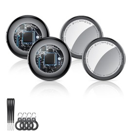 Tukio Apple MFi Certified Bluetooth Tracker Tags (4-Pack) for iOS Find My - Key Finder & Item Locator with Replaceable Battery for Keys, Bags, Luggage, Pets & Wallet