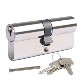 DIDA® 70mm Euro Barrel Lock 35/35 Door Barrel Lock with Key UPVC Door Lock Barrel Profile Lock with 3 Keys Anti-Pick Anti-Bump Anti-Drill Euro Cylinder Lock High Security Nickel BS EN 1303:2005