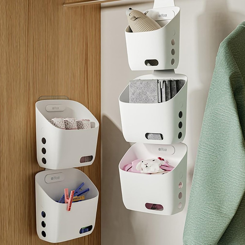 Plastic Hanging Basket Kitchen Storage organizer, Basket with Detachable hook,
