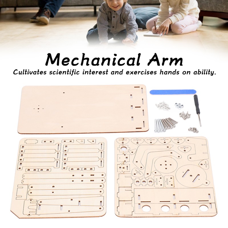 Robot Arm Building Toy Hydraulic Wooden Mechanical Model Tool Set