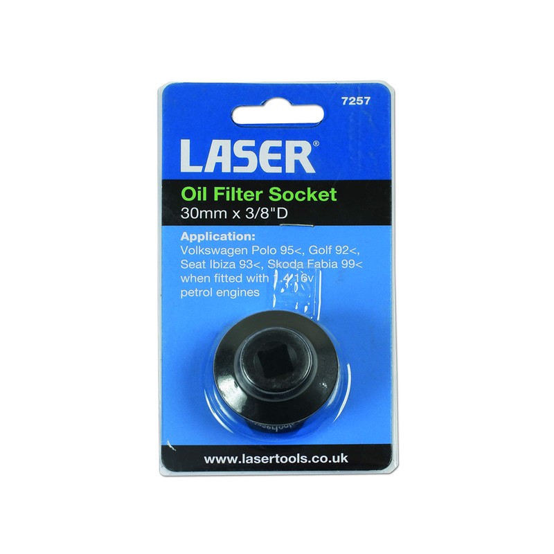 Laser 7257 Oil Filter Socket 3/8"D - 30mm, Chrome With