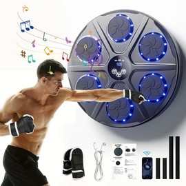 Smart Music Boxing mat - Universal wall-mounted target, ABS material, with USB charging, wireless connection, suitable for indoor training and relaxation equipment, suitable for adults, 14 + years old, suitable as a gift - Color: Boxing machine + half fi