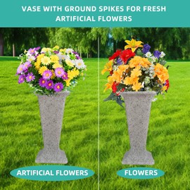 TFANUO Cemetery Vase for Grave Headstones with Metal Spike Flowers Fake Floral Holder for Atificial Outdoor Tombstone Decorations Markers memorials Sympathy for Loss of Loved Ones (2)