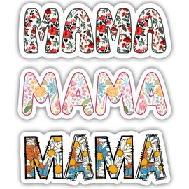 SODAVA [3Pcs, 3"x3"] Floral Mama Sticker, Gift for Mom Sticker, New Mom Gift, Cute Floral Decal, Mothers Day Stickers, Hard Hat, Laptop, Car, Bike, Metal, Window, Multiple Occasions