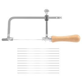 Littlecatch Coping Saw Steel Frame and 12 Pcs Diameter 1Mm Wire Saw, DIY Universal Jewellers Saw Accurate Cutting for Wood Stone Jade Metal Cutting Multi Function Hand Tool
