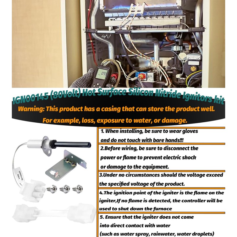 80 Volt IGN00145 Furnace Ignitors Fits Trane IGN145 with Mounting