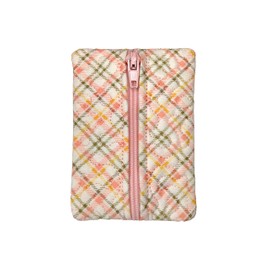 Mini Zipper Pouch (Pink, Plaid)