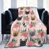 HAZIMCS Flannel Fleece Plush Throw Blanket,French Bulldog Floral Dog Cute
