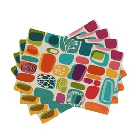 Mid Century Colorful Modern Placemats Set of 4,Kitchen Table Mats for Dining Outdoor Home Decor 12x18 Retro Place Mats 4 PCS, Style-15