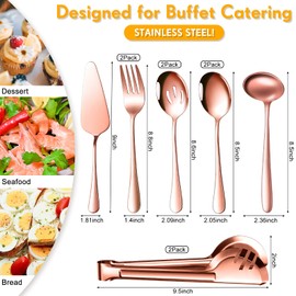 Serving Utensils Include Large Serving Spoons Slotted Serving Spoons Serving Forks Serving Tongs Soup Ladle and Pie Server Buffet Catering Serving Utensils for Dishwasher Safe (Rose Gold, 10 Pieces)
