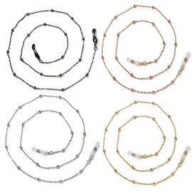 Tiwnefua 4PCS Eyeglass Mask Chain Sunglass Strap Holder Lanyard Beaded Necklace Eyewear Retainer Metal Beaded Eyeglasses Long Fashion Accessories