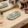 Green Marble Vanity Tray 9.8", Natural Stone Organizer for Bathroom