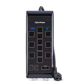 CyberPower 12-Outlet Surge Protect 6 ft. Braided Cord USB Coax, Black