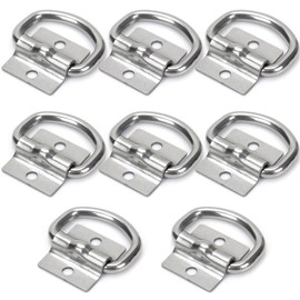 Kdtoll Pack of 8 Lashing Eyelets for Trailers with Screws and Bracket - Stainless Steel Trailer Lashing Eyelets - D Ring Lashing Eyelets for Load Securing - Load 400 kg - Ideal for Trucks, Boats,