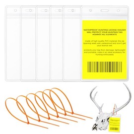 Klmnop 10 Pack Hunting License Holder, Clear Hunting Tag Holder Waterproof Hunting License Holder with 10 Pcs Zip Ties for Deer Turkey Elk Hunting Fishing(Clear)