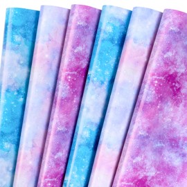 WRAPAHOLIC Wrapping Paper Sheet - 12 Sheets Folded Flat with 12 Gift Tags, Pink-Blue Gradient Design for Party, Baby Showers - 19.7 Inch X 27.5 Inch Per Sheet