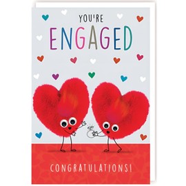 Tracks Publishing Engagement Congratulations Card - Engagement Card with Fluffy Love Heart Proposal Design and Fluff and Googly Eye Embellishments