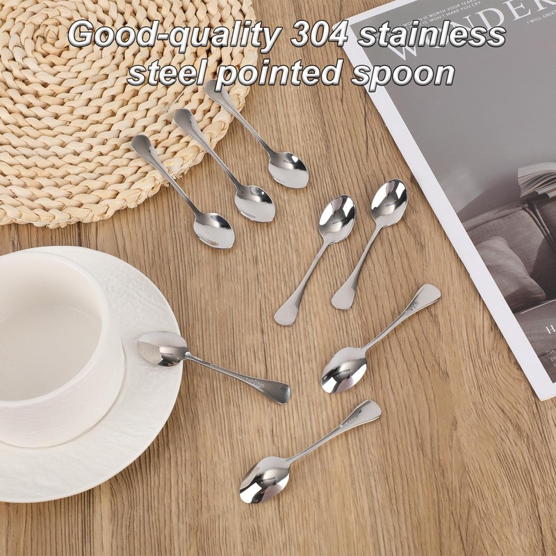 12pcs Stainless Steel Tiny Seasoning Spoons, 9cm Small Condiment Scoops