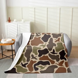 Erosebridal Duck Hunting Flannel Blanket Queen Inch Army Camo Fleece Blanket Camouflage Military Fuzzy Plush Throw Wild Woodland Farmhouse Living Room Decor