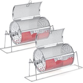Teenyyou 2 Pcs 7" X 4.7" Small Raffle Drum Upgraded Ticket Spinner Holds 600 Tickets Raffle Wheel Spinner with Stand Drum Cage for Games Events (Silver)