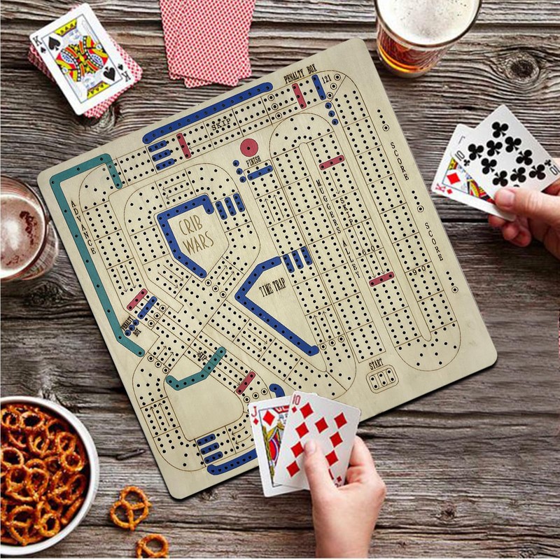 Cribbage Wars Board Game,Large Wooden Chessboard Set, Cribbage Games Classic