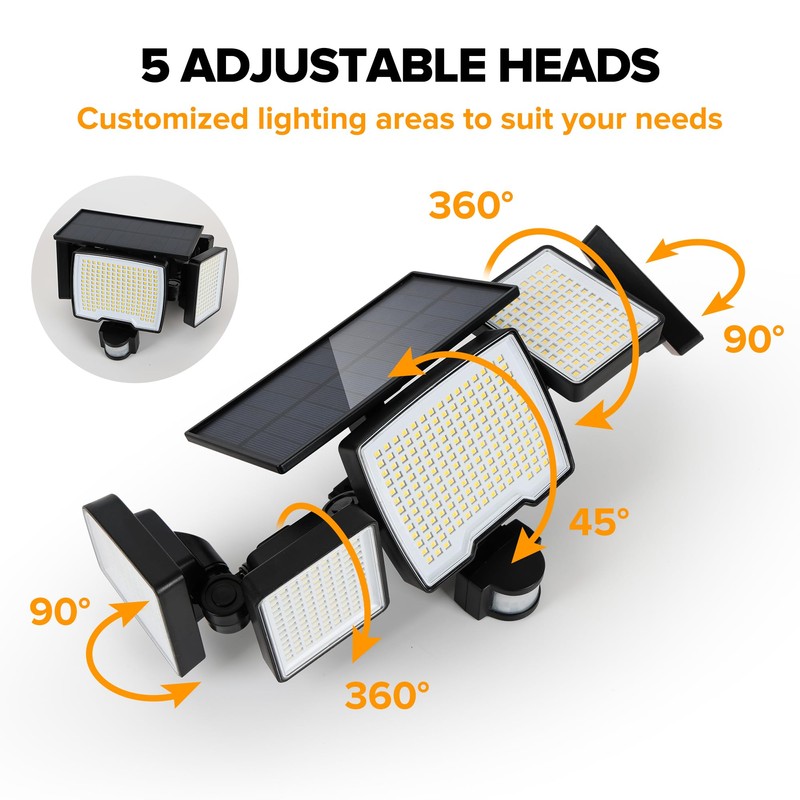 UME Solar Outdoor Lights 620 LED 4500LM, IP65 Waterproof Motion