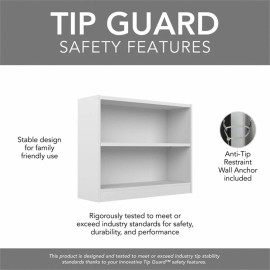 Bush Universal 2 Shelf Bookcase in Pure White - Engineered Wood