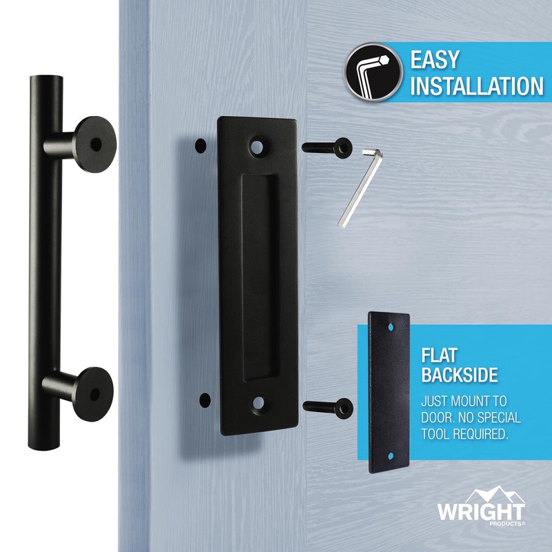 Wright Products Barn Door Pull and Flush Mounted Handle Set