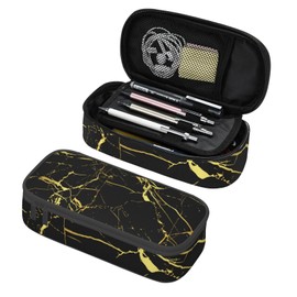 GVGOAGL Gold Black Marble Pencil Case Organizer Big Capacity Pencil Pouch Stationery With Zipper School Supplies Pencil Bag For Girls Boys Office