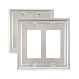 ZILLSEA 2-Pack Double Decorator Wall Plate, Satin Nickel Eletrical Outlet Cover Plate for Receptacle, Dimmer Switch, GFCI Outlet, Midsize, A035 Series