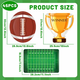 Naozinebi 45PCS Football Party Paper Plates Sports Party Decorations Touchdown Trophy Shaped Disposable Dessert Plates Rugby Tableware Dinnerware for Boys Kids Game Day Superbowl Birthday Supplies