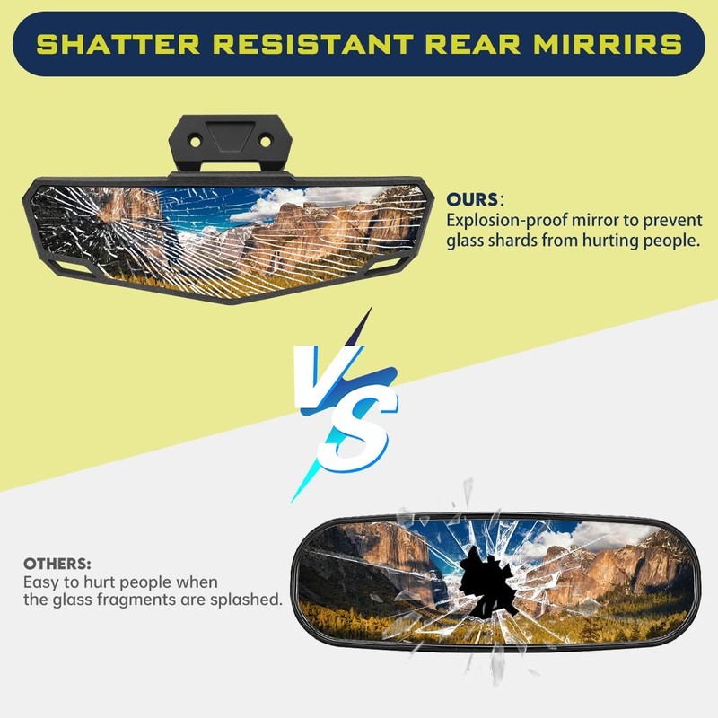 SHEJISI RZR PRO Rear View Mirror,Easy to Install,Solid Quality,Compatible with