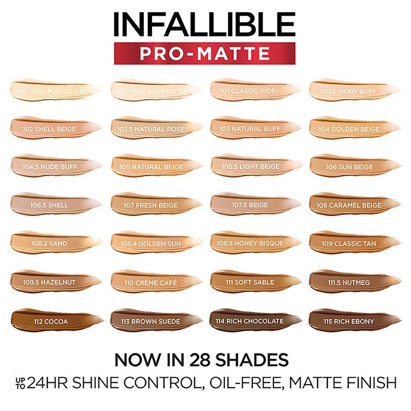 L'Oreal Paris Cosmetics Makeup Infallible Pro-Matte Liquid Longwear Foundation, Classic