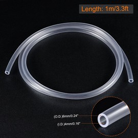 TOP-VIGOR 4mm ID 6mm OD PVC Clear Vinyl Tubing, 1M Length Food Grade Flexible Water Pipe, Plastic Tube for Transfer Water, Oil, Air, Powders & Fine Granules