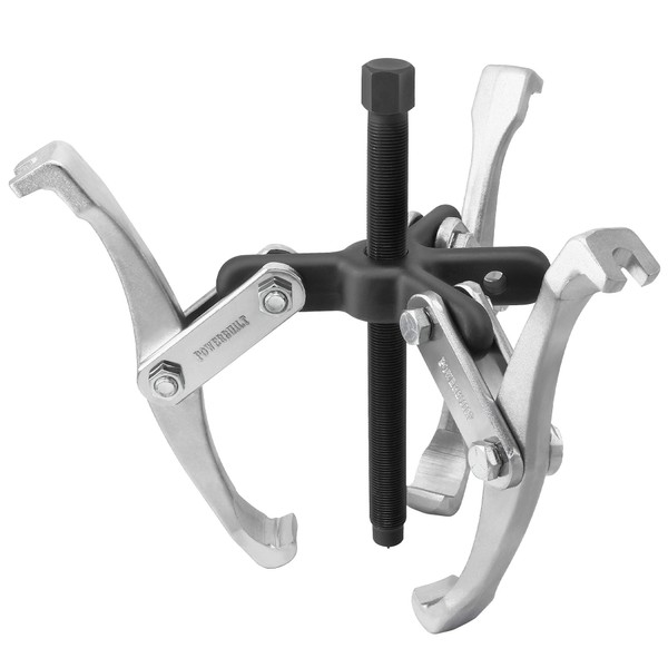 Powerbuilt Gear Puller with 3-Way Reversible Jaw, 8 Inch Reach, Inside or Outside Pull, Steel Yoke Tool, 7 Ton Capacity- 648721