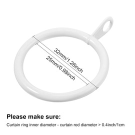 Shappy 40 Packs Metal Drapery Curtain Rings Curtain Rod Rings with Eyelets Hanging Rings for Curtains and Rods, Drape Sliding Eyelet Rings Internal Diameter(0.98in,White)