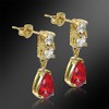 [RIZILIA TEARDROP] Dangle Pierced Earrings with Pear Cut Gemstones CZ
