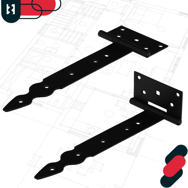 KOTARBAU® Cross Hinge T-Hinge Decorative Shutter Hinge Powder Coated Black