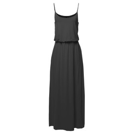 Solid Adjustable Strap Top Double Layer Maxi Dress Ash Grey 1XL